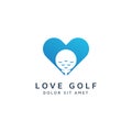 Love and golf negative space logo design Royalty Free Stock Photo