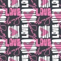 Love graffiti seamless hand lettered text, typographic style print.