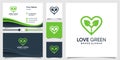 Love green logo template and business card with modern concept Premium Vector Royalty Free Stock Photo