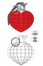 Love grenade bomb vector illustration Royalty Free Stock Photo