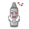 In love grey crayon in the mascot shape