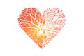 Love growing from heart metaphor, kindness branches, tree rooted in heart