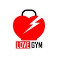 Love Gym logo design template, dumbbell icon, sport club symbol, vector illustration Royalty Free Stock Photo