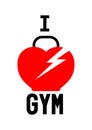 Love Gym logo design template, dumbbell icon, sport club symbol, vector illustration Royalty Free Stock Photo