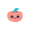 In love halloween pumpkin emoji flat icon