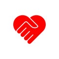 Love hand care Red symbol logo vector Royalty Free Stock Photo