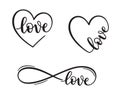 Love hand lettered compositions Royalty Free Stock Photo