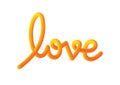 Love hand lettering with orange and yelllow colors