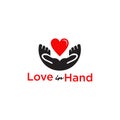 Love in hand logo design vector template