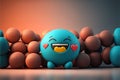 Love and happiness emoticon 3d rendering background, social media. Generative AI