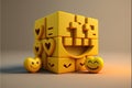 Love and happiness emoticon 3d rendering background, social media. Generative AI