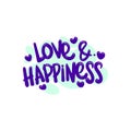love and happiness people quote typography flat design illustration