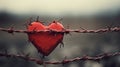 Love in Hardship: Heart Entwined with Barbed Wire. Generative ai