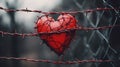 Love in Hardship: Heart Entwined with Barbed Wire. Generative ai