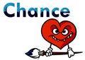 Love harmful paint brush evil word chance Red heart character cartoon Royalty Free Stock Photo