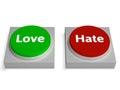 Love Hate Buttons Shows Appraise Or Hateful Royalty Free Stock Photo