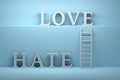 Love hate concept with bold words Royalty Free Stock Photo