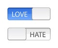 Love hate slide button Royalty Free Stock Photo