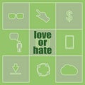 Love or hate Text. Social concept . Set of infographics elements Royalty Free Stock Photo