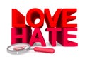 Love hate on white Royalty Free Stock Photo