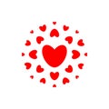 Love and health symbol. Red hearts in circle, simple elegance round logo template. Concept design for wedding day Royalty Free Stock Photo