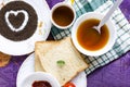 Love healthy breakfast tea vegetable soup bread Royalty Free Stock Photo