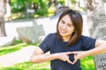 Love healthy concept Asian teen show hand heart sign