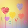 Love Heart abstract hand drawing balloons Valentin Royalty Free Stock Photo