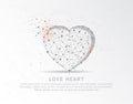 Love heart abstract mash line and composition digitally drawn in the form of broken a part triangle shape and scattered dots Royalty Free Stock Photo