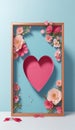 love heart background, frame with hearts, heart and flowers gift, heart shaped box