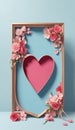 love heart background, frame with hearts, heart and flowers gift, heart shaped box