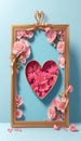 love heart background, frame with hearts, heart and flowers gift, heart shaped box