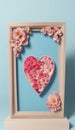 love heart background, frame with hearts, heart and flowers gift, heart shaped box