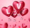 Love heart balloons for valentine`s day concept design.