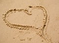 Love heart in the beach sand Royalty Free Stock Photo