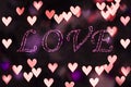 Love on the heart bokeh - Valentines Day background Royalty Free Stock Photo