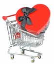 Love Heart Box in Shopping Cart Royalty Free Stock Photo