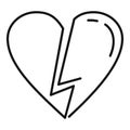 Love heart break divorce icon, outline style