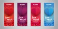 Love Heart Business Roll Up Banner with 4 Variant Colors Red, Purple, Pink/Magenta, Blue. Vector Illustration. Royalty Free Stock Photo