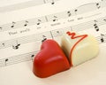 Love Heart Chocolates on Sheet Music Royalty Free Stock Photo