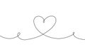 Love heart continuous line drawing. Black isolated linear template. Comic Doodle concept design art. Outline simple