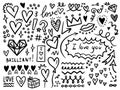 Love heart doodle theme. Simple lines elements