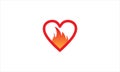 Love Heart With  Flame Fire  Icon Logo Design Illustration