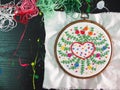 Love heart flower mind spiritual craft healing mental embroidery mandala handmade leisure hobby sewing illustration design art