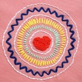 love heart flower mind spiritual craft healing mental embroidery mandala handmade leisure hobby sewing illustration design art Royalty Free Stock Photo