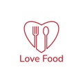 Love heart food restaurant logo design Royalty Free Stock Photo