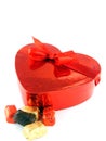 Love heart gift box with red ribbon