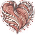 Love Heart Hand Drawn Element Illustration For Valentine's Day Decoration.
