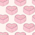 Love Heart Hand Drawn Pastel Cake Seamless Pattern