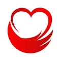 love heart hand help abstract vector logo, stock vector illustration